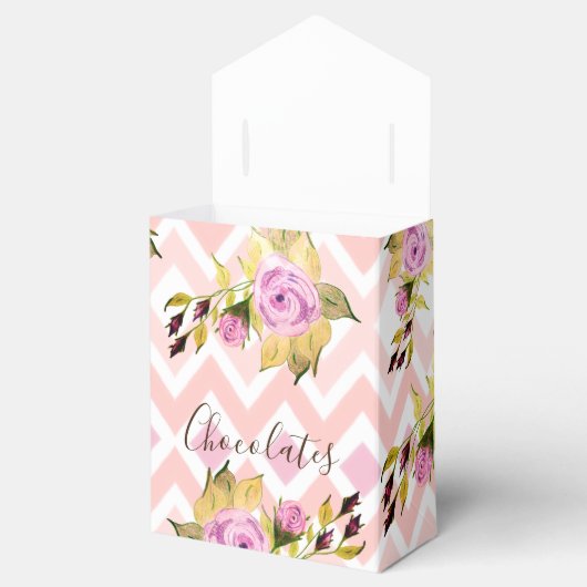 Bloemen patroon met roze bedankdoosjes (Geopend)