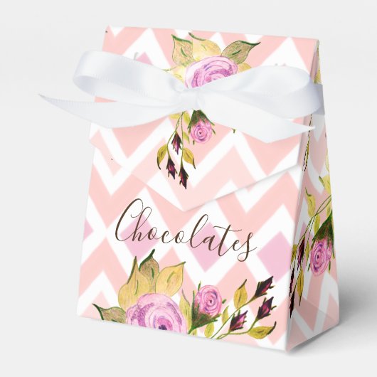 Bloemen patroon met roze bedankdoosjes (Voorkant Zijde)