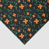Bloemen Patroon op Zwart Modern Stijlvol Tissuepapier (Detail)