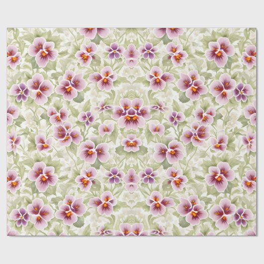 Bloemen Patroon Pansy Flowers Cadeaupapier (Vlak)