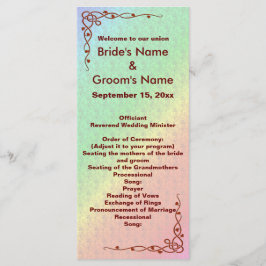 Bloemen Patroon Regenboog Herfst Bruiloft Programmakaart