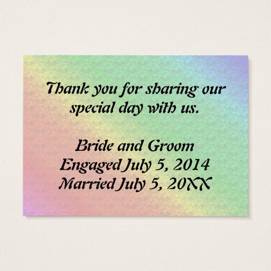 Bloemen Patroon Regenboog Herfst Bruiloft Visitekaartje (Achterkant)