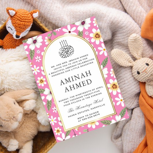 Bloemen Patroon Roze Islamitische Aqiqa Aqeeqa Bab Kaart