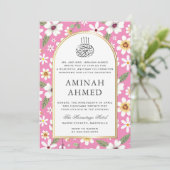Bloemen Patroon Roze Islamitische Aqiqa Aqeeqa Bab Kaart (Staand voorkant)