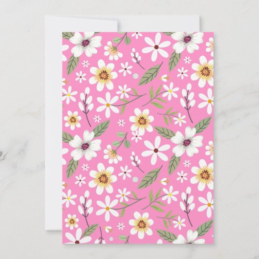 Bloemen Patroon Roze Zoet Zestien 16 Verjaardag Kaart (Achterkant)