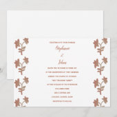 Bloemen Patroon Terracotta Wit Eenvoudige Bruiloft Kaart (Voorkant / Achterkant)