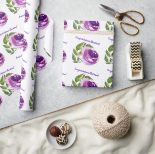 Bloemen Patroon   van de Rozen van de Waterverf Cadeaupapier