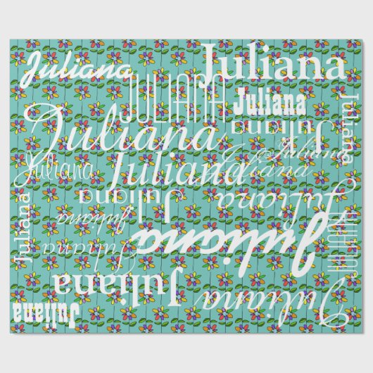 bloemen . patroon van gepersonaliseerde namen cadeaupapier (Vlak)