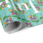 bloemen . patroon van gepersonaliseerde namen cadeaupapier (Rol Hoek)