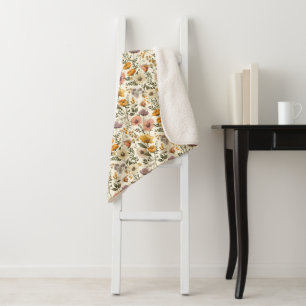 Bloemen Patroon Vintage Bloemig Sherpa Deken