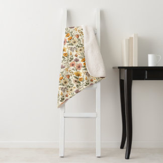 Bloemen Patroon Vintage Bloemig Sherpa Deken