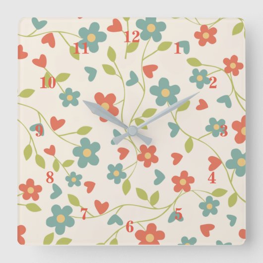 Bloemen Patroon Wandklok (Voorkant)
