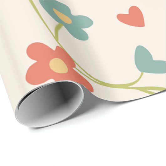 Bloemen Patroon Wrapping Papier (Rol Hoek)