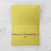 Bloemen patroonontwerp Mosterd / Paarse Verjaardag Kaart (Binnen)