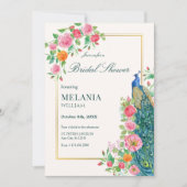 Bloemen pauw bruids douche Uitnodiging (Voorkant)