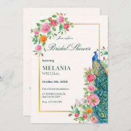 Bloemen pauw bruids douche Uitnodiging