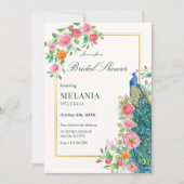 Bloemen pauw bruids douche Uitnodiging (Voorkant)