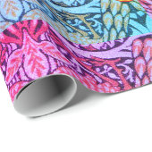 BLOEMEN, PAUWEN, DRAKEN, ROZE PAARSE GELE PARELTJE CADEAUPAPIER (Rol Hoek)