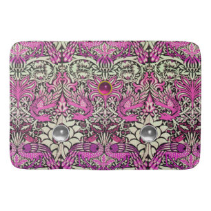 BLOEMEN, PAUWEN EN DRAKEN, ROZE WITTE EDELSTENEN BADMAT