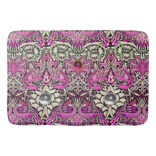 BLOEMEN, PAUWEN EN DRAKEN, ROZE WITTE EDELSTENEN BADMAT (Voorkant)