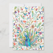 Bloemen Peacock & Feather bruiloft uitnodiging (Achterkant)