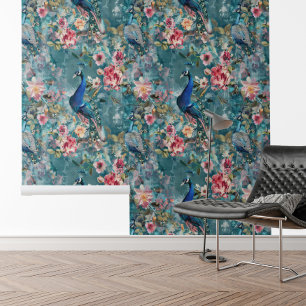 Bloemen Peacock  Textuur look flower Behang