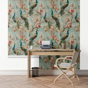 Bloemen Peacock  Textuur look flower Behang