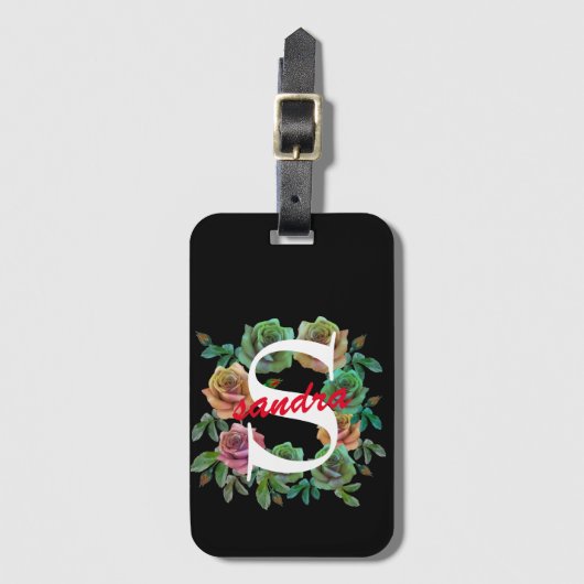 BLOEMEN PERSONALISEER Aangepaste LETTER Bagagelabel (Voorkant (verticaal))