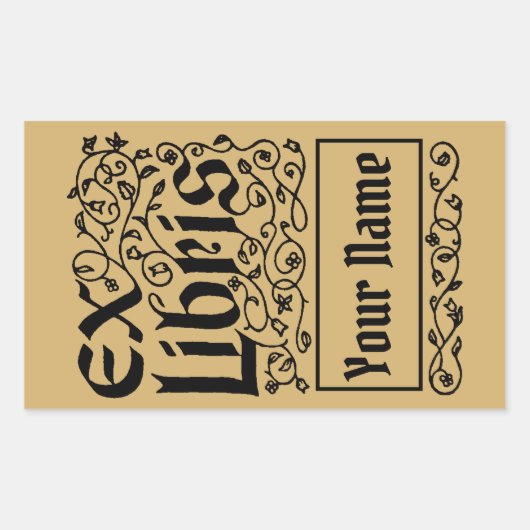 Bloemen Persoonlijke Ex-Libris Sjabloon Rechthoekige Sticker (Voorkant)