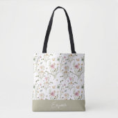 Bloemen Persoonlijke Naam Tote Bag (Voorkant)