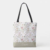 Bloemen Persoonlijke Naam Tote Bag (Achterkant)