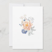 Bloemen Perzik Blush Blauw Bruiloft Kaart (Achterkant)