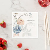 Bloemen Perzik Blush Blauw Bruiloft Servet (Insitu)