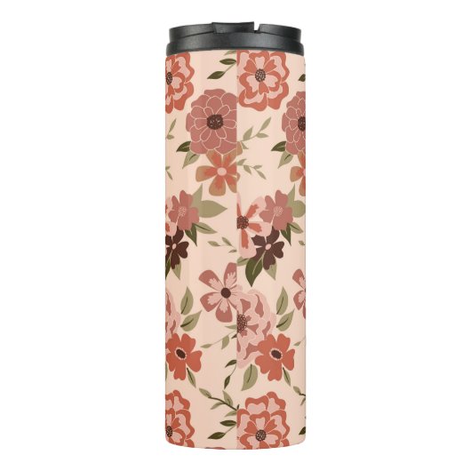 Bloemen perzik botanisch patroon thermosbeker (Achterkant)