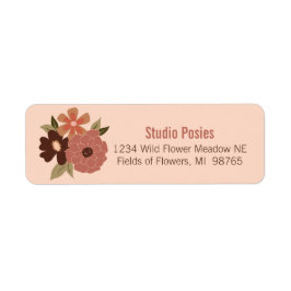 Bloemen Perzik Bruin Bloem Patroon Stationery Etiket