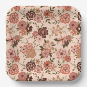 Bloemen Perzik Bruin Botanisch Evenement Papieren Bordje (Voorkant)