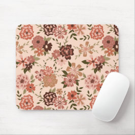 Bloemen Perzik Bruin Botanisch Patroon Muismat