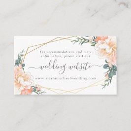 Bloemen Perzik Crème Goud Mint Groen Bruiloft Webs Informatiekaartje