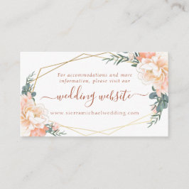 Bloemen Perzik Crème Goud Terracotta Bruiloft Webs Informatiekaartje