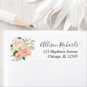 Bloemen perzik crème groen waterverven etiket (Insitu)