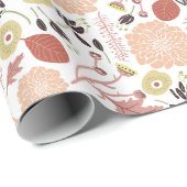 Bloemen Perzik Groene Botanische Cadeaupapier (Rol Hoek)