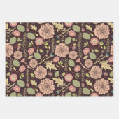 Bloemen Perzik Groene Botanische Inpakpapier Vel (Voorkant 2)