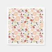 Bloemen Perzik Groene Botanische Servet (Voorkant)