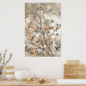  bloemen perzikkleurig, sappe florale grunge aange poster (Keuken)