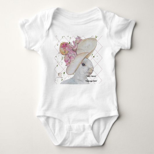 Bloemen Pet Bunny kunst Baby pak Romper (Voorkant)