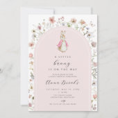 Bloemen peter konijn meisje Baby shower Uitnodigin Kaart (Voorkant)