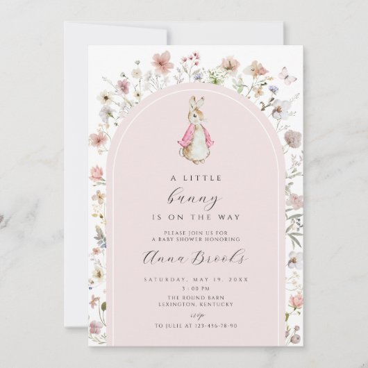 Bloemen peter konijn meisje Baby shower Uitnodigin Kaart (Voorkant)