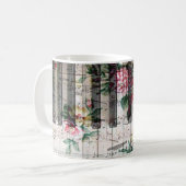 Bloemen  pianist keyboard muziek koffiemok (Voorkant links)