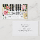 Bloemen Pianist Muziekleraar Visitekaartje (Voorkant / Achterkant)