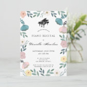 Bloemen Piano Wit Overweging Uitnodiging (Staand voorkant)